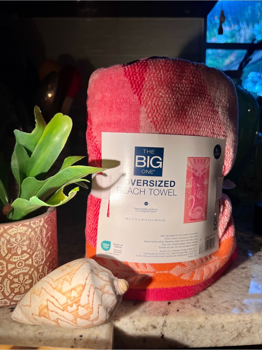 The Big One Pink and Orange Oversized Beach Towel NEW NEW NEW